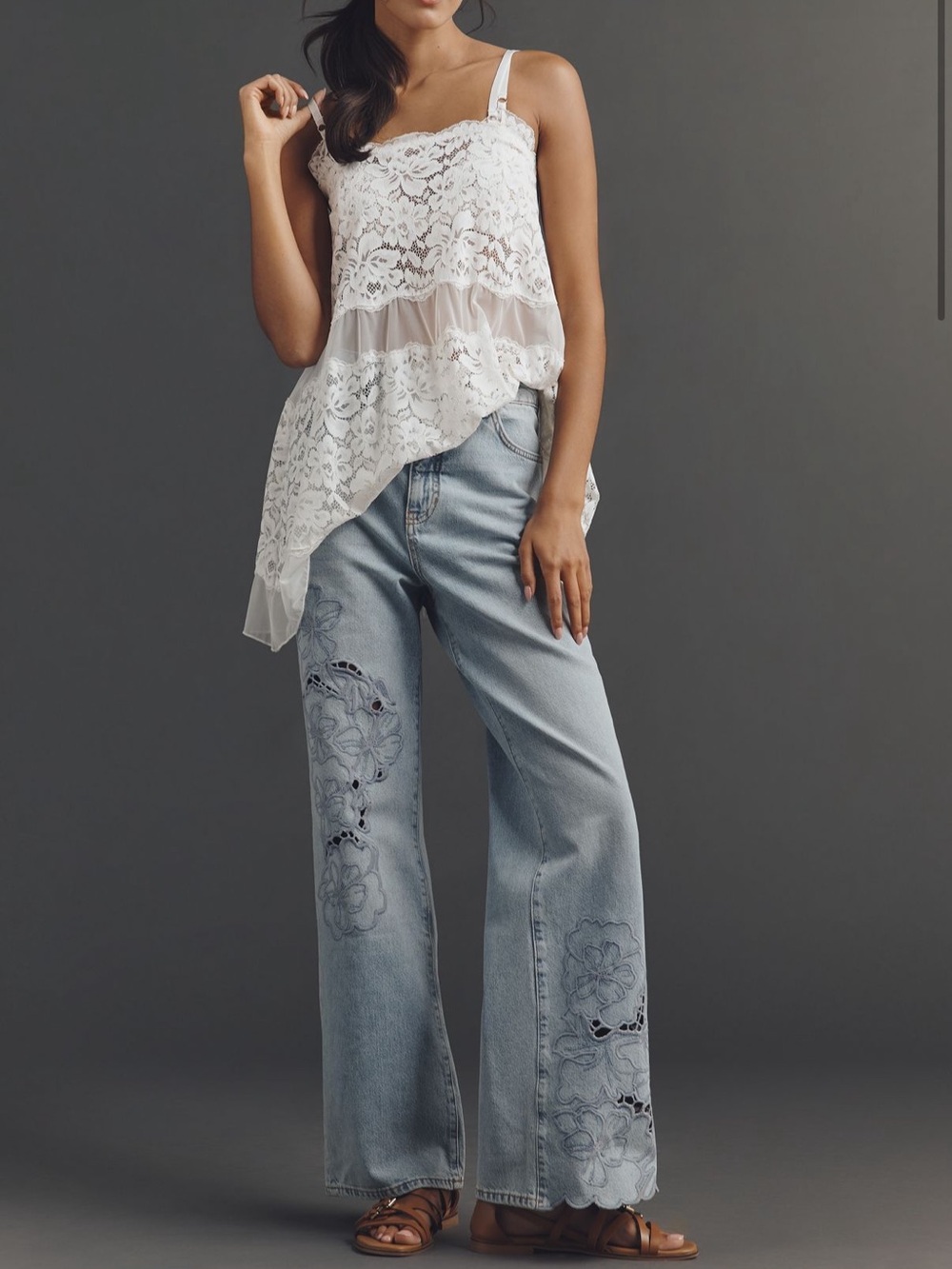 Anthropologie Pilcro Austyn High Rise Wide Leg Embroidered Jeans Sz 28 NEW - Picture 3 of 15